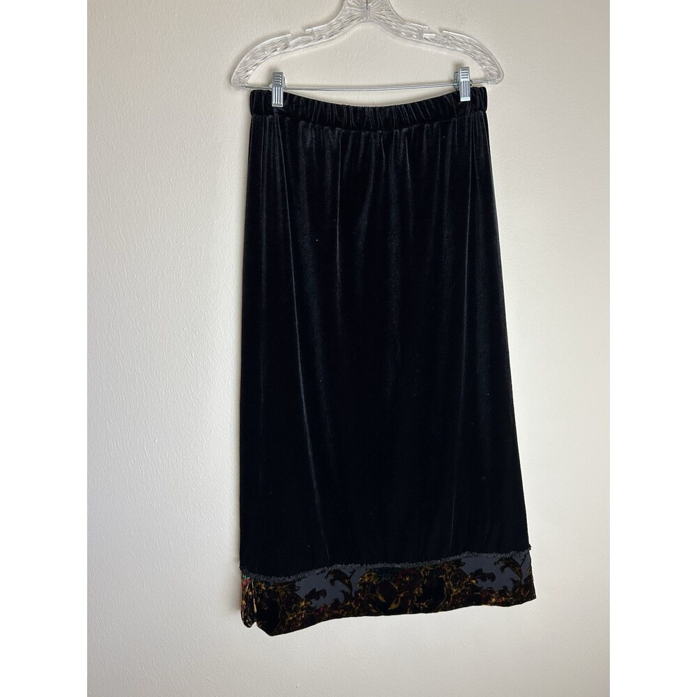 Vintage Taylor G M Maxi Skirt Velvet Pencil Shift Burnout Evening Black Goth